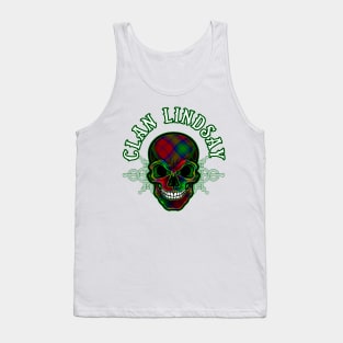 Scottish Clan Lindsay Tartan Celtic Skull Tank Top